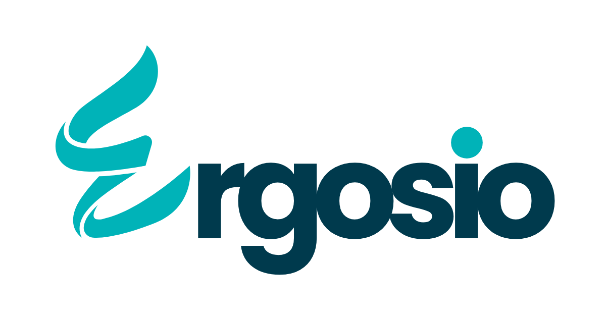 Ergosio-Logo mit Schriftzug auf weißem Hintergrund